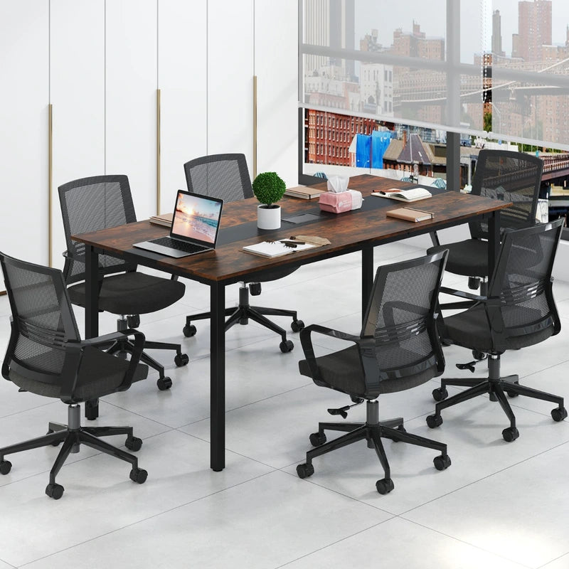 Conference Table Meeting Table 180 x 90 CM for 8-10 People Rectangular Seminar Work Table Rustic Brown