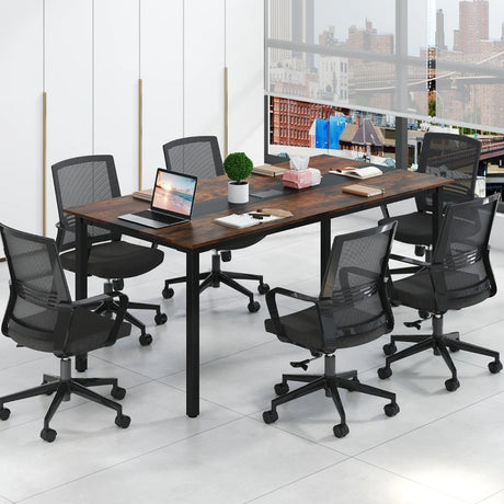 Conference Table Meeting Table 180 x 90 CM for 8-10 People Rectangular Seminar Work Table Rustic Brown