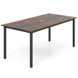 Conference Table Meeting Table 180 x 90 CM for 8-10 People Rectangular Seminar Work Table Rustic Brown