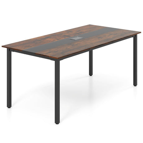 Conference Table Meeting Table 180 x 90 CM for 8-10 People Rectangular Seminar Work Table Rustic Brown