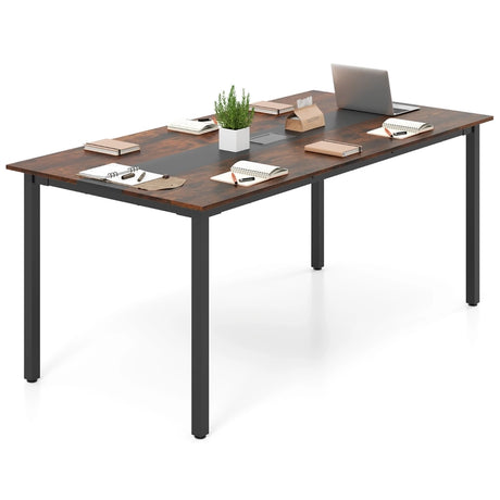 Conference Table Meeting Table 180 x 90 CM for 8-10 People Rectangular Seminar Work Table Rustic Brown
