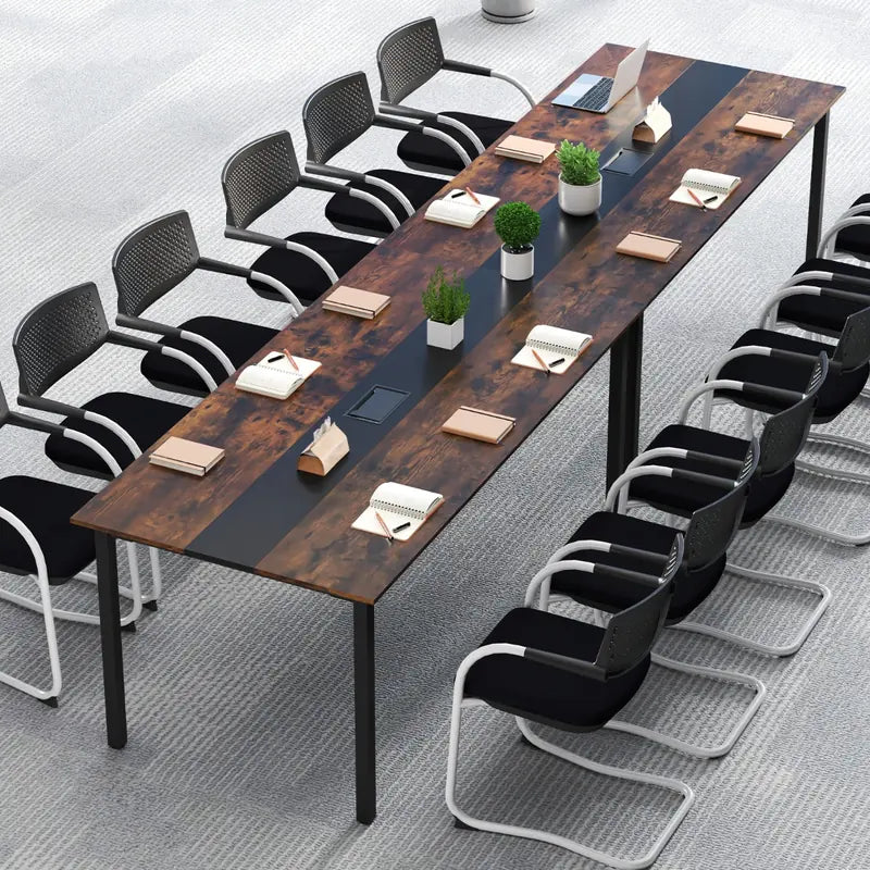 Conference Table Meeting Table 180 x 90 CM for 8-10 People Rectangular Seminar Work Table Rustic Brown