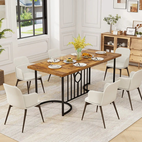 Farmhouse Rectangular Wood Kitchen Large Dining Table-Rustic Brown