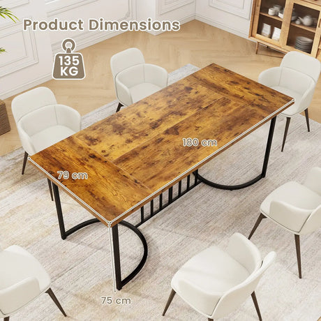 Farmhouse Rectangular Wood Kitchen Large Dining Table-Rustic Brown