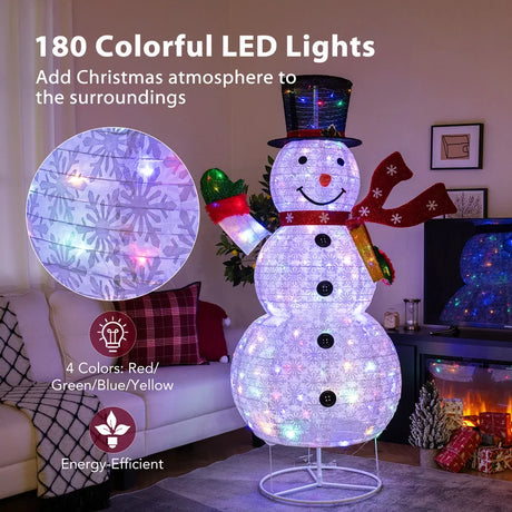 180 CM Lighted Pre-lit Christmas Decoration Snowman with LED Lights