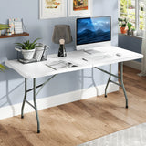 180cm Outdoor Portable Folding Table with Safe Lock Mechanism-White