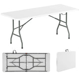 180cm Outdoor Portable Folding Table with Safe Lock Mechanism-White
