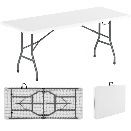 180cm Outdoor Portable Folding Table with Safe Lock Mechanism-White