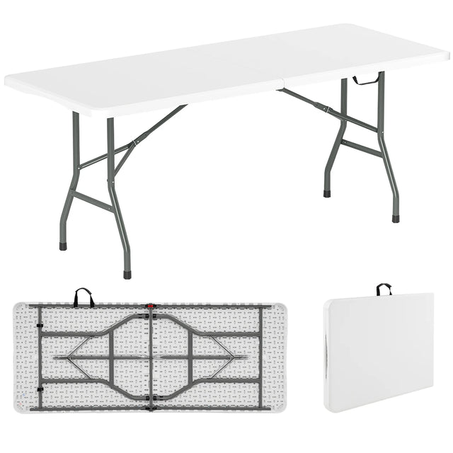 180cm Outdoor Portable Folding Table with Safe Lock Mechanism-White