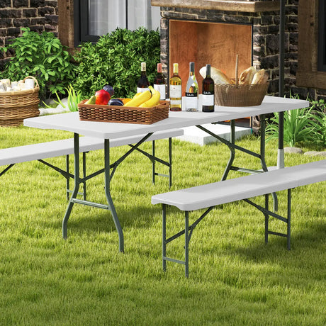 180cm Outdoor Portable Folding Table with Safe Lock Mechanism-White