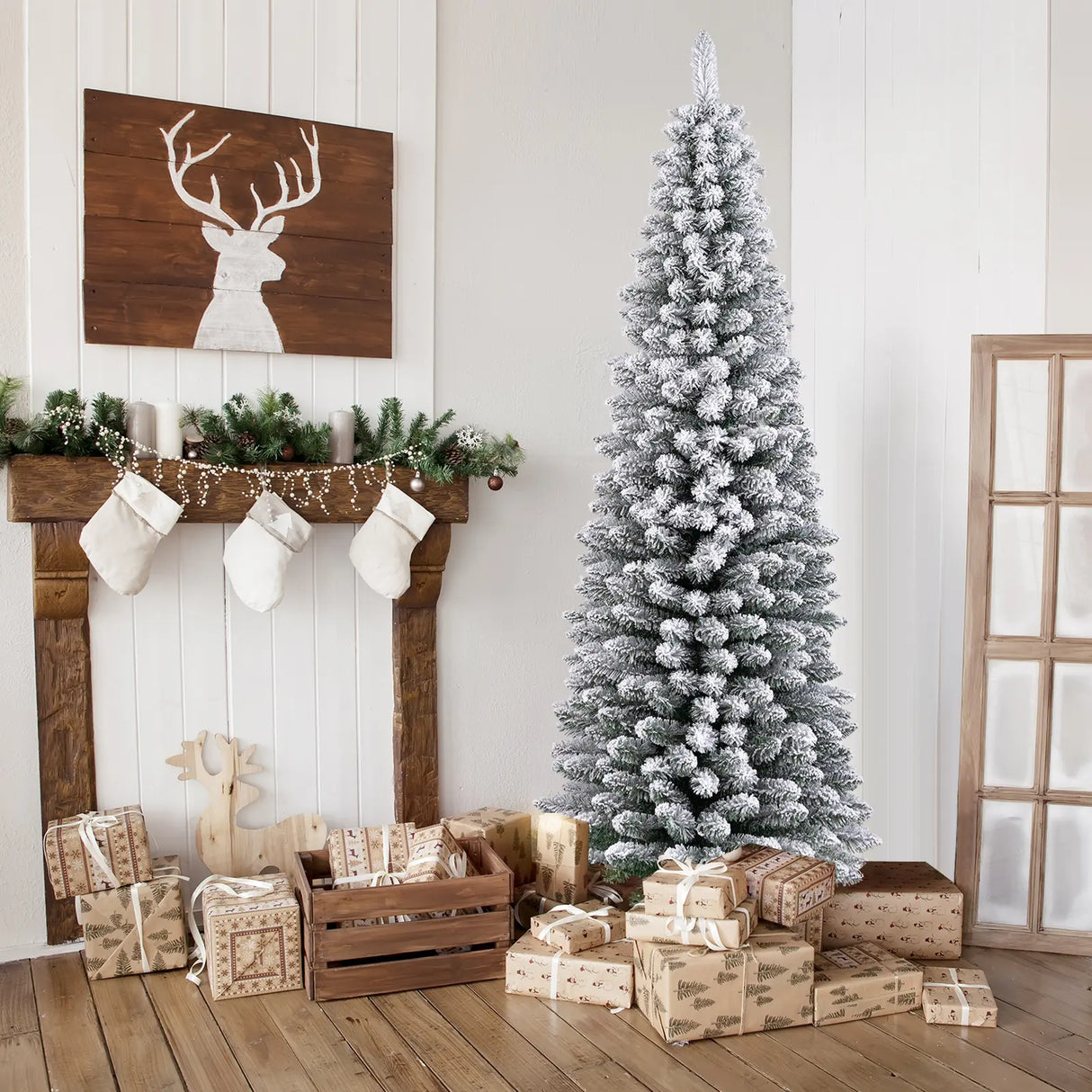 Artificial Christmas Tree 180cm Snowflake Christmas Tree with 460 Branches Foldable Metal Stand Fine Shape Seasonal Decoration