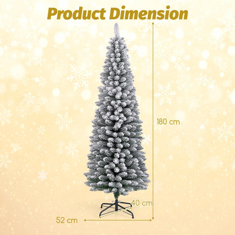 Artificial Christmas Tree 180cm Snowflake Christmas Tree with 460 Branches Foldable Metal Stand Fine Shape Seasonal Decoration
