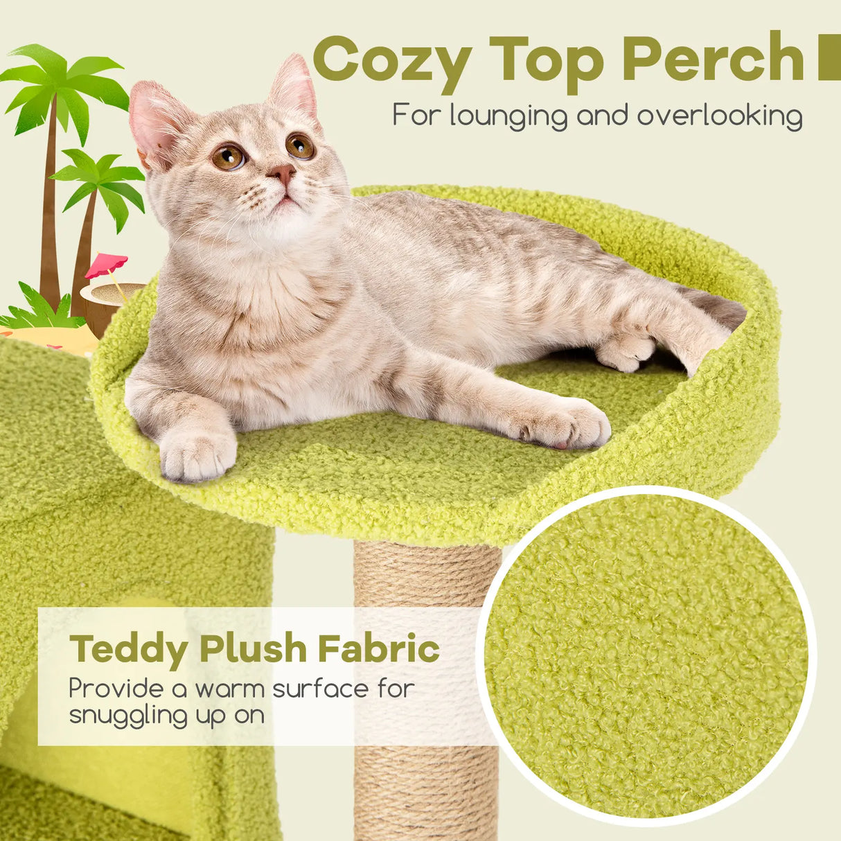 71 Inch Cat Tree Multi-Level Aesthetic Beach-Themed Kitten Tower-Colorful