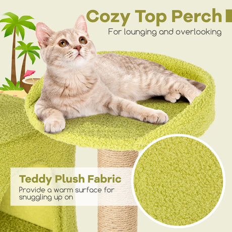 71 Inch Cat Tree Multi-Level Aesthetic Beach-Themed Kitten Tower-Colorful