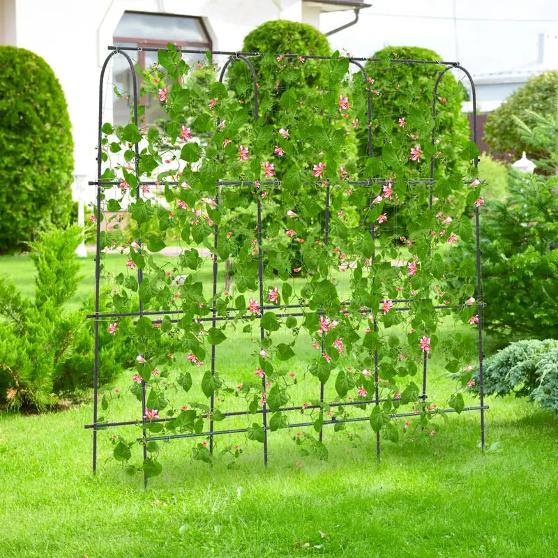 Garden Arched Trellis for Climbing Plants U-Shaped with Netting