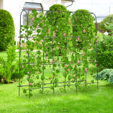 Garden Arched Trellis for Climbing Plants U-Shaped with Netting