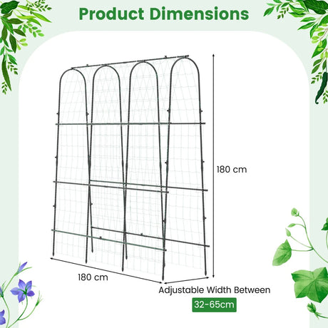 Garden Arched Trellis for Climbing Plants U-Shaped with Netting