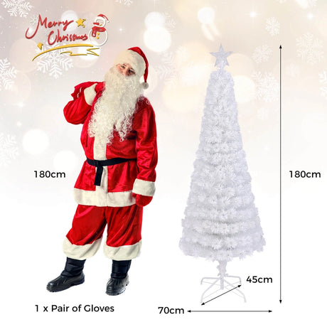 180CM Artificial Xmas Tree Pencil Tree with Treetop Star and 7 Lighting Modes-180 cm
