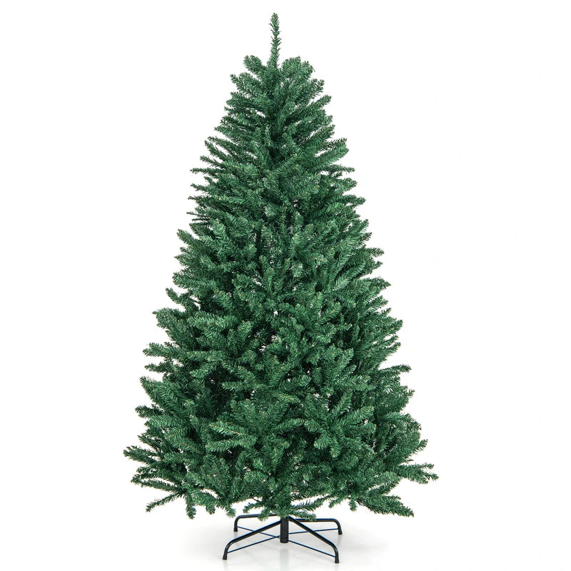 Artificial Christmas Tree 180 Cm 1355 PVC Branches Foldable Metal Stand with Hinges Quick Installation Green