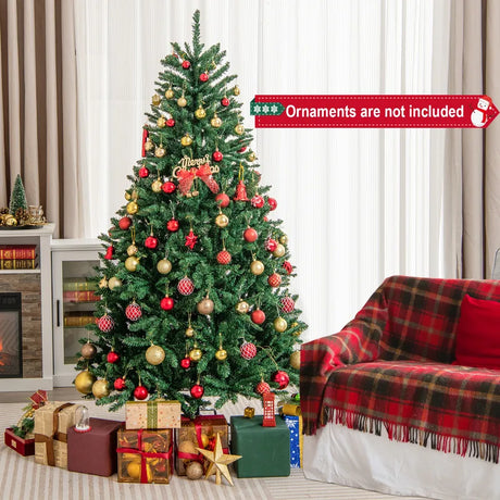 Artificial Christmas Tree 180 Cm 1355 PVC Branches Foldable Metal Stand with Hinges Quick Installation Green