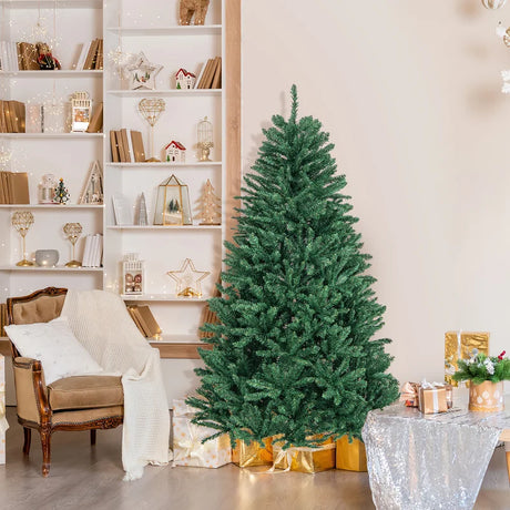 Artificial Christmas Tree 180 Cm 1355 PVC Branches Foldable Metal Stand with Hinges Quick Installation Green
