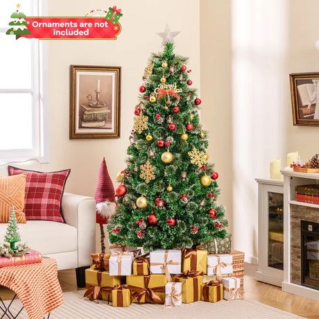 150/180CM  Artificial Christmas Tree with 8 Lighting Modes and Optical Fibers-180 cm