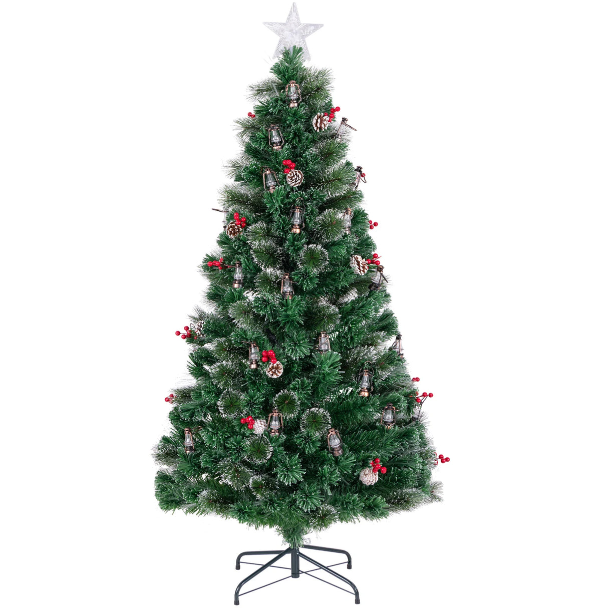 150/180CM  Artificial Christmas Tree with 8 Lighting Modes and Optical Fibers-180 cm