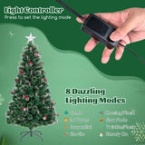 150/180CM  Artificial Christmas Tree with 8 Lighting Modes and Optical Fibers-180 cm
