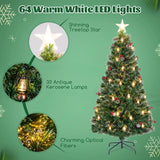 150/180CM  Artificial Christmas Tree with 8 Lighting Modes and Optical Fibers-180 cm