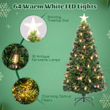 150/180CM  Artificial Christmas Tree with 8 Lighting Modes and Optical Fibers-180 cm