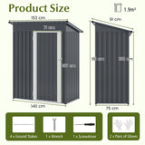 5 x 3 Feet Outdoor Storage Shed with Sloped Roof and Lockable Door-Gray