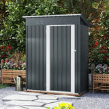 5 x 3 Feet Outdoor Storage Shed with Sloped Roof and Lockable Door-Gray