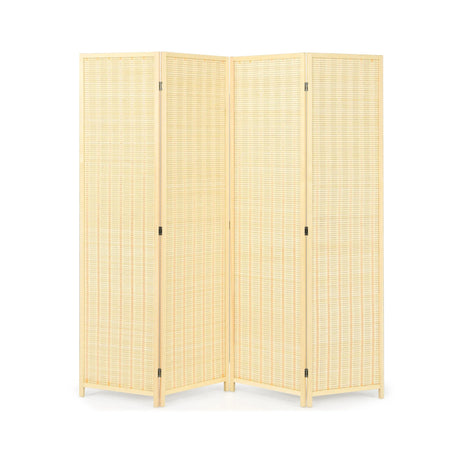 6 Feet 4 Panel Portable Folding Room Divider Screen-Natural