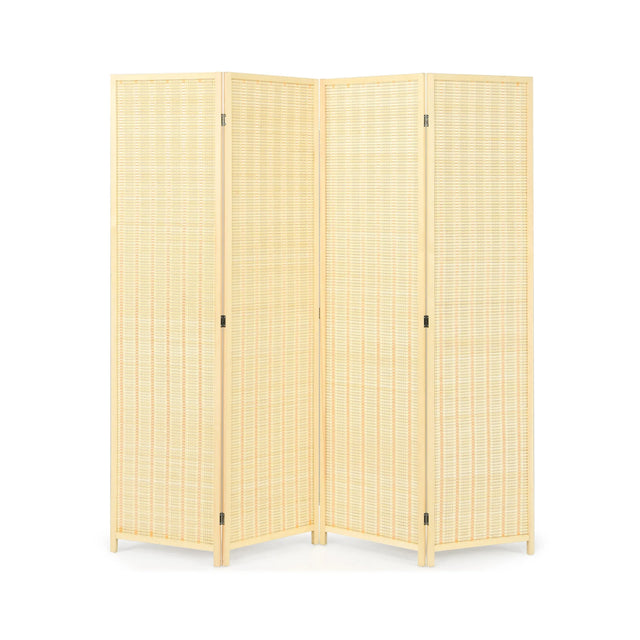 6 Feet 4 Panel Portable Folding Room Divider Screen-Natural