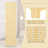 6 Feet 4 Panel Portable Folding Room Divider Screen-Natural