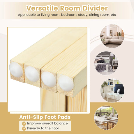 6 Feet 4 Panel Portable Folding Room Divider Screen-Natural