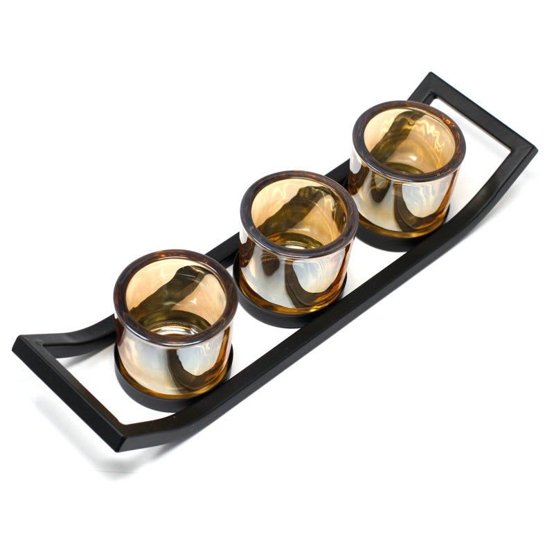 Centrepiece Iron Votive Candle Holder - 3 Cup Ledge