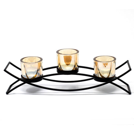 Centrepiece Iron Votive Candle Holder - 3 Cup Silluethe