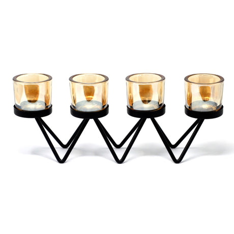 Centrepiece Iron Votive Candle Holder - 4 Cup Zig Zag