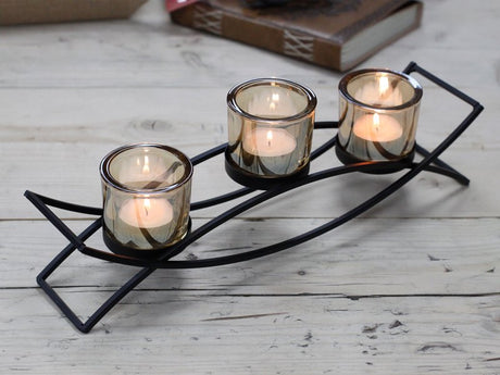 Centrepiece Iron Votive Candle Holder - 3 Cup Silluethe