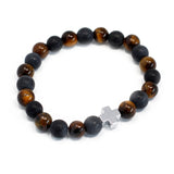 Set of 2 Gemstones Friendship Bracelets - Power - Tiger Eye & Black Stone