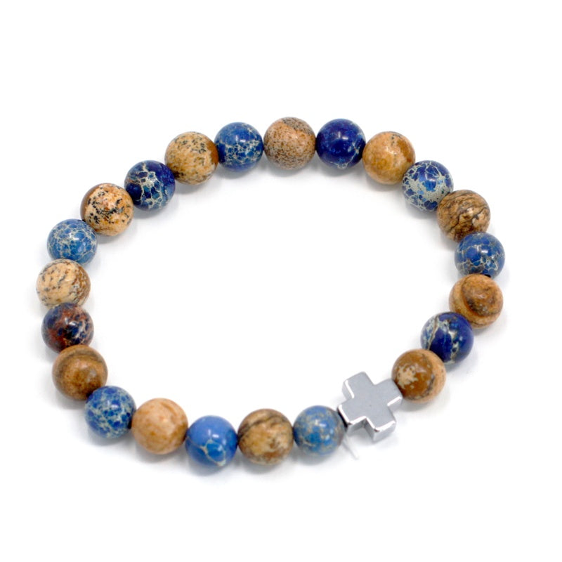 Set of 2 Gemstones Friendship Bracelets - Support - Sodalite & Picture Stone