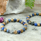 Set of 2 Gemstones Friendship Bracelets - Support - Sodalite & Picture Stone