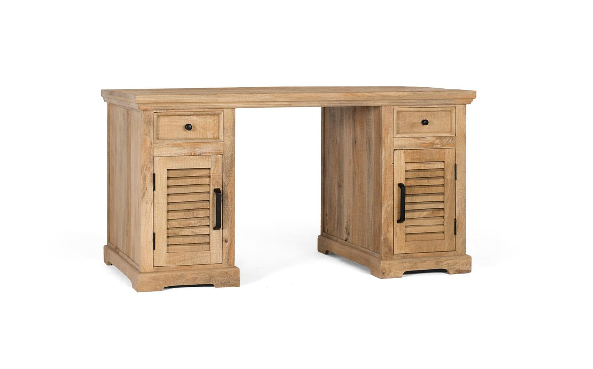 Giner and Colomer - Natural Mango Wood Desk With Doors & Drawers