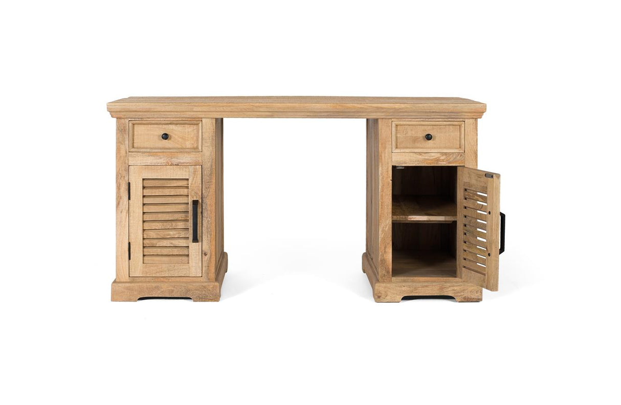 Giner and Colomer - Natural Mango Wood Desk With Doors & Drawers