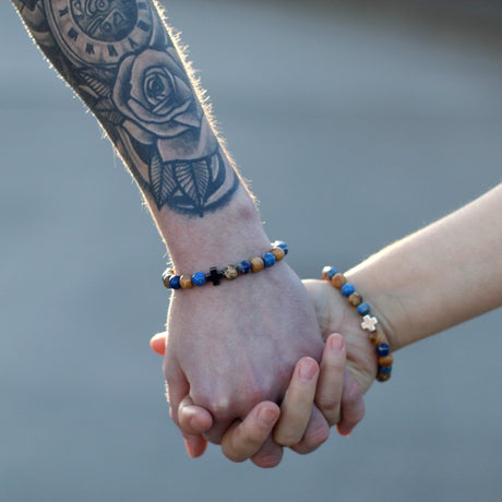 Set of 2 Gemstones Friendship Bracelets - Support - Sodalite & Picture Stone