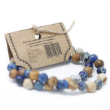 Set of 2 Gemstones Friendship Bracelets - Eternity - Leopard Skin Jasper & Lava Stone