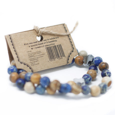 Set of 2 Gemstones Friendship Bracelets - Support - Sodalite & Picture Stone