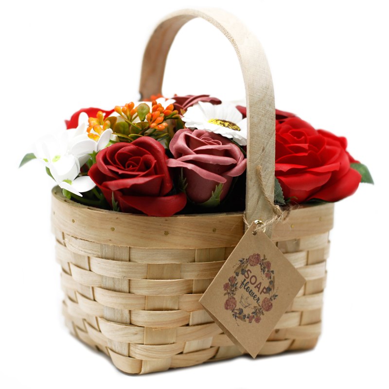 Large Red Bouquet in Wicker Basket