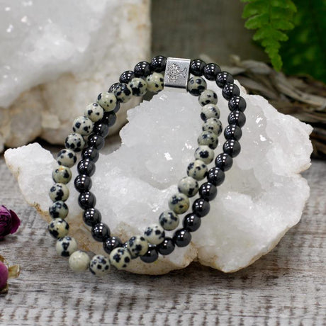 Magnetic Gemstone Bracelet - Dalmation Jasper